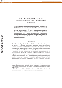 Topology of Positively Curved 8-Dimensional Manifolds with Symmetry