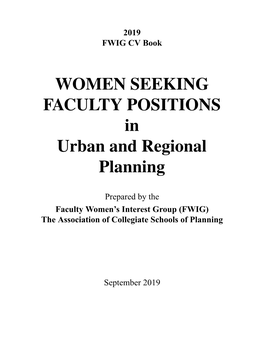 WOMEN SEEKING FACULTY POSITIONS in Urban and Regional Planning