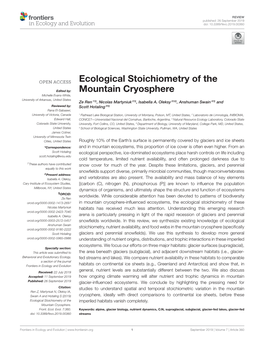 Ecological Stoichiometry of the Mountain Cryosphere