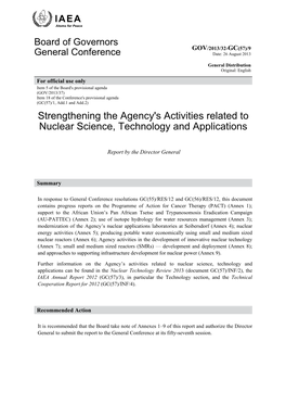 Strengthening the Agency's Activities Related to Nuclear Science, Technology and Applications
