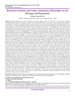 Research in Islamic and Coptic Antiquities, Philosophy of Art