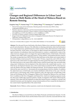 Changes and Regional Differences in Urban Land Areas on Both Banks Of