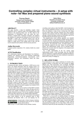Controlling Complex Virtual Instruments – a Setup with Note~ for Max and Prepared Piano Sound Synthesis