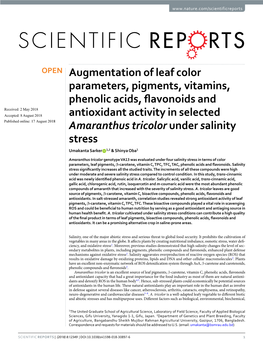 Augmentation of Leaf Color Parameters, Pigments, Vitamins, Phenolic Acids