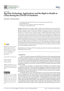 Big Data Technology Applications and the Right to Health in China During the COVID-19 Pandemic