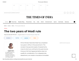 The Two Years of Modi Rule