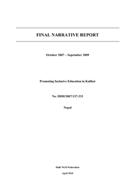 Final Narrative Report