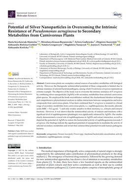 Potential of Silver Nanoparticles in Overcoming the Intrinsic Resistance of Pseudomonas Aeruginosa to Secondary Metabolites from Carnivorous Plants
