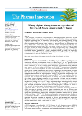 Efficacy of Plant Bio-Regulators on Vegetative and Flowering of Asiatic