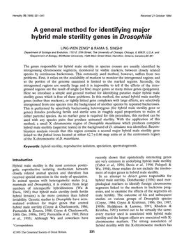 A General Method for Identifying Major Hybrid Male Sterility Genes in Drosophila