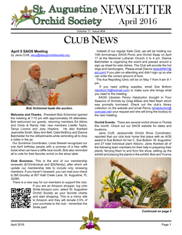 NEWSLETTER April 2016