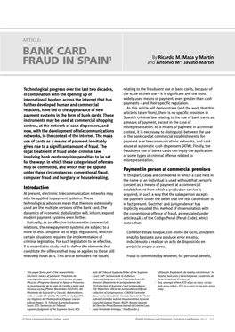 Bank Card Fraud in Spain1