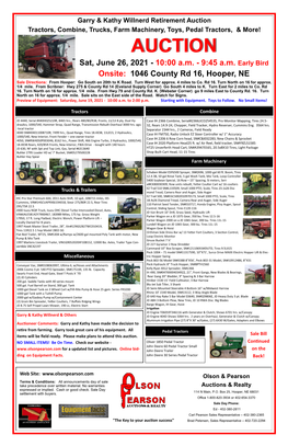 Garry & Kathy Willnerd Retirement Auction Tractors, Combine, Trucks