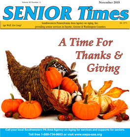 November 2019 SENIOR Times Southwestern Pennsylvania Area Agency on Aging, Inc