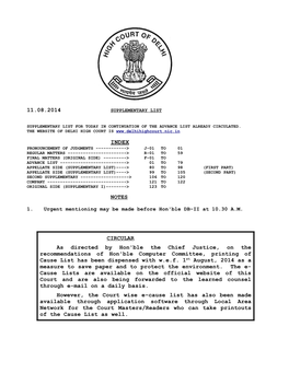 11.08.2014 NOTES CIRCULAR As Directed by Hon'ble the Chief