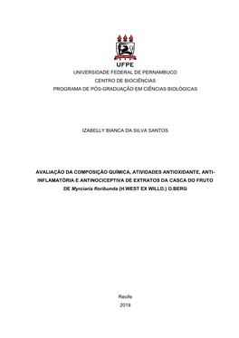 Universidade Federal De Pernambuco Centro De Biociências Programa De Pós-Graduação Em Ciências Biológicas