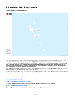 2.1 Vanuatu Port Assessment Vanuatu Port Assessment