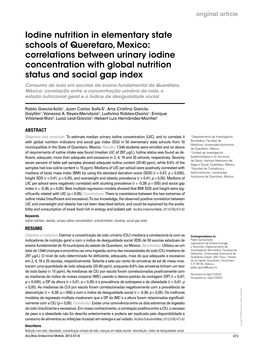 Iodine Nutrition in Elementary State Schools of Queretaro, Mexico