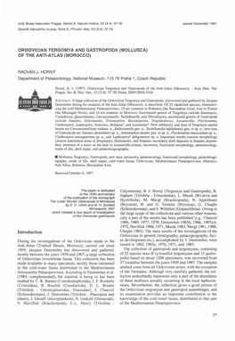 Ordovician Tergomya and Gastropoda (Mollusca) of the Anti-Atlas(Morocco)