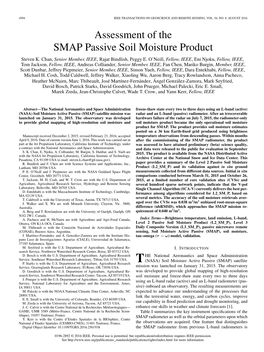 Assessment of the SMAP Passive Soil Moisture Product Steven K