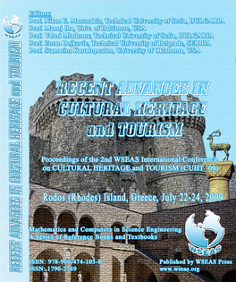 Recent Advances in CULTURAL HERITAGE and TOURISM