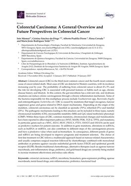 Colorectal Carcinoma: a General Overview and Future Perspectives in Colorectal Cancer