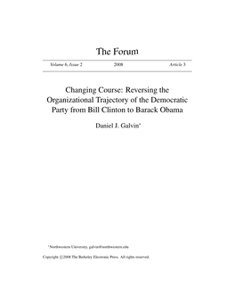 Changing Course: Reversing the Organizational Trajectory of the Democratic Party from Bill Clinton to Barack Obama