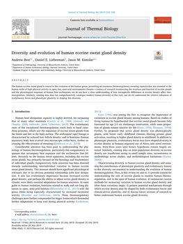 Diversity and Evolution of Human Eccrine Sweat Gland Density T Andrew Besta,*, Daniel E