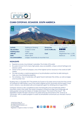 Climb Cotopaxi, Ecuador, South America