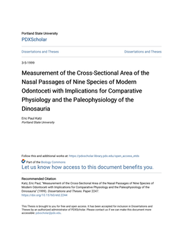 Measurement of the Cross-Sectional Area of the Nasal Passages of Nine