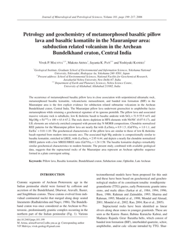 Petrology and Geochemistry of Metamorphosed Basaltic Pillow Lava