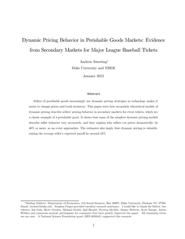 Dynamic Pricing Behavior in Perishable Goods Markets: Evidence from Secondary Markets for Major League Baseball Tickets