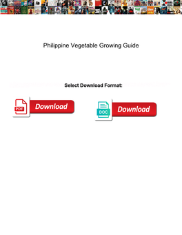 Philippine Vegetable Growing Guide