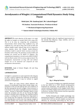 Aerodynamics of Winglet: a Computational Fluid Dynamics Study Using Fluent