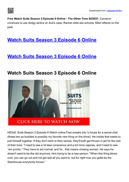 Watch Suits Season 3 Episode 6 Online - the Other Time S03E01