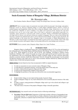 Socio Economic Status of Bengutia Village, Birbhum District Mr