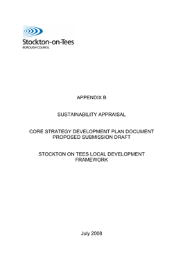 Appendix B Sustainability Appraisal