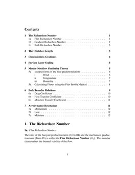 Contents 1. the Richardson Number