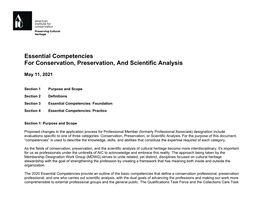 Essential Competencies for Conservation, Preservation, and Scientific Analysis