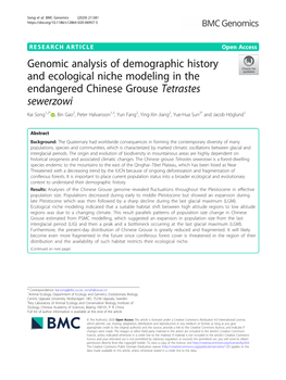 Genomic Analysis of Demographic History and Ecological Niche Modeling in the Endangered Chinese Grouse Tetrastes Sewerzowi