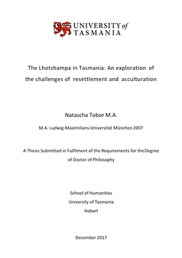 The Lhotshampa in Tasmania: an Exploration of the Challenges of Resettlement and Acculturation