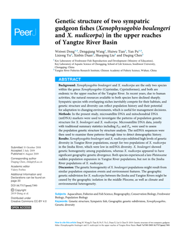 Genetic Structure of Two Sympatric Gudgeon Fishes