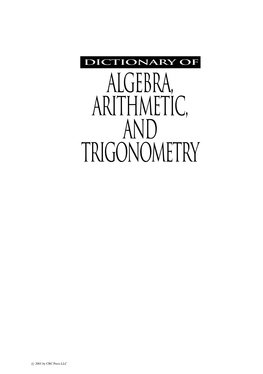 Dictionary of Algebra, Arithmetic, and Trigonometry