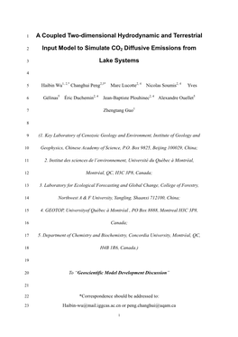 Application of a Coupled Two-Dimensional Hydrodynamic and Ecological Model to Estimate CO2 Emissions from Lakes