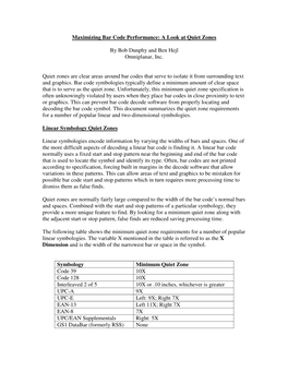 Maximizing Bar Code Performance: a Look at Quiet Zones