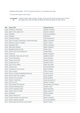 Magicsing Chip English - POP 10 (Contemp Country) W/ 119 Popular Pop Songs