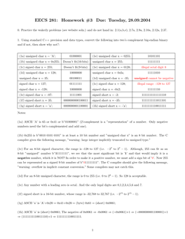 EECS 281: Homework #3 Due: Tuesday, 28.09.2004