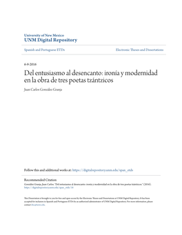 Ironía Y Modernidad En La Obra De Tres Poetas Tzántzicos Juan Carlos González Granja