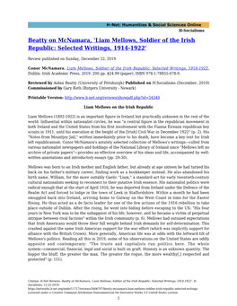 Liam Mellows, Soldier of the Irish Republic: Selected Writings, 1914-1922'