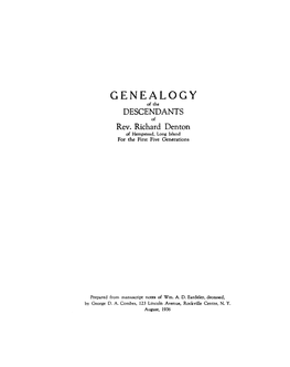 Rev. Richard Denton of Hempstead, Long Island for the First Five Generations